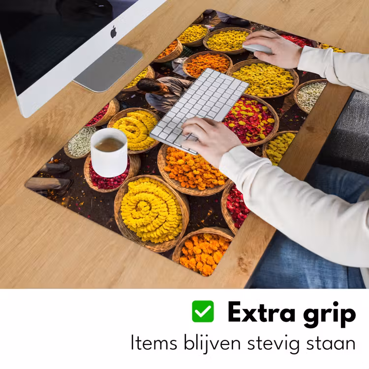 Bureau onderlegger - Bloemen - Markt - Kleurrijk - Bloemen - Markt - Kleurrijk Muismat XXL klein