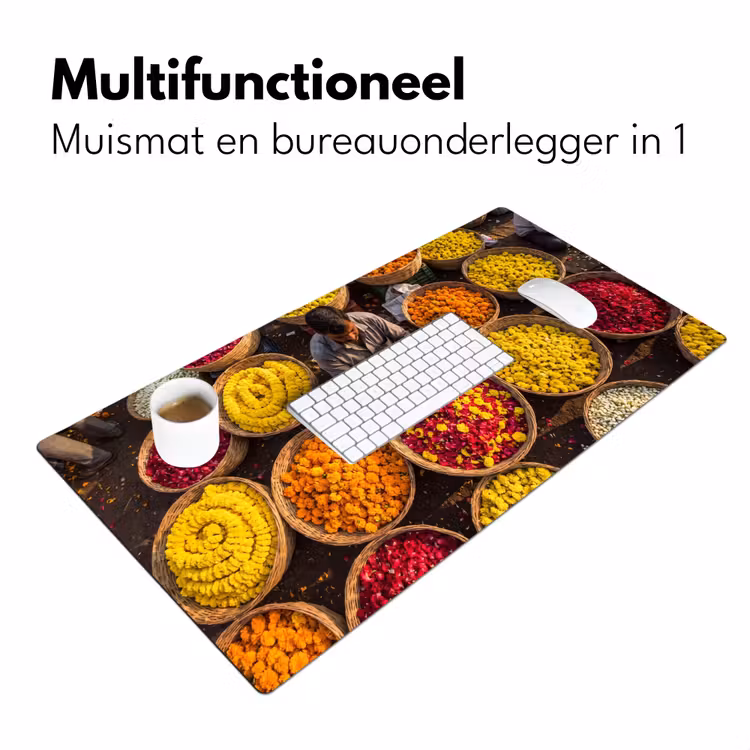 Bureau onderlegger - Bloemen - Markt - Kleurrijk - Bloemen - Markt - Kleurrijk Muismat XXL klein