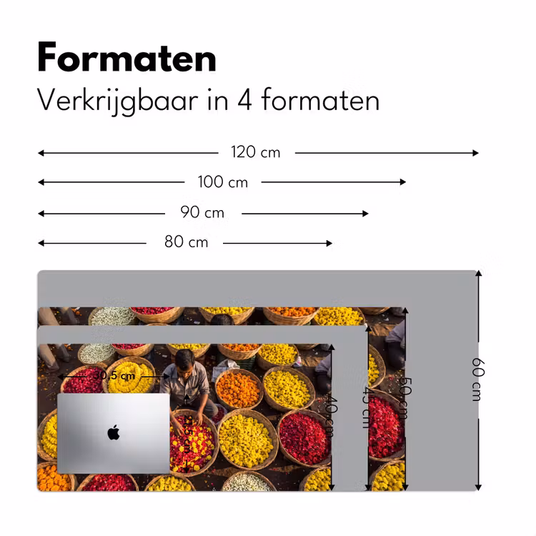 Bureau onderlegger - Bloemen - Markt - Kleurrijk - Bloemen - Markt - Kleurrijk Muismat XXL klein