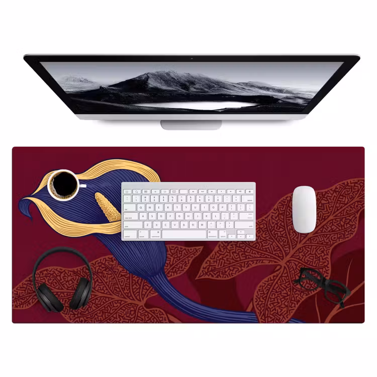 Bureau onderlegger - Bloemen - Modern - Paars - Bloemen - Modern - Paars Muismat XXL klein