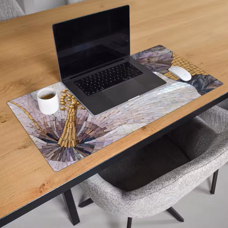 Bloemen - Mozaïek - Kunst - Modern - Goud Muismat XXL klein -sfeer1