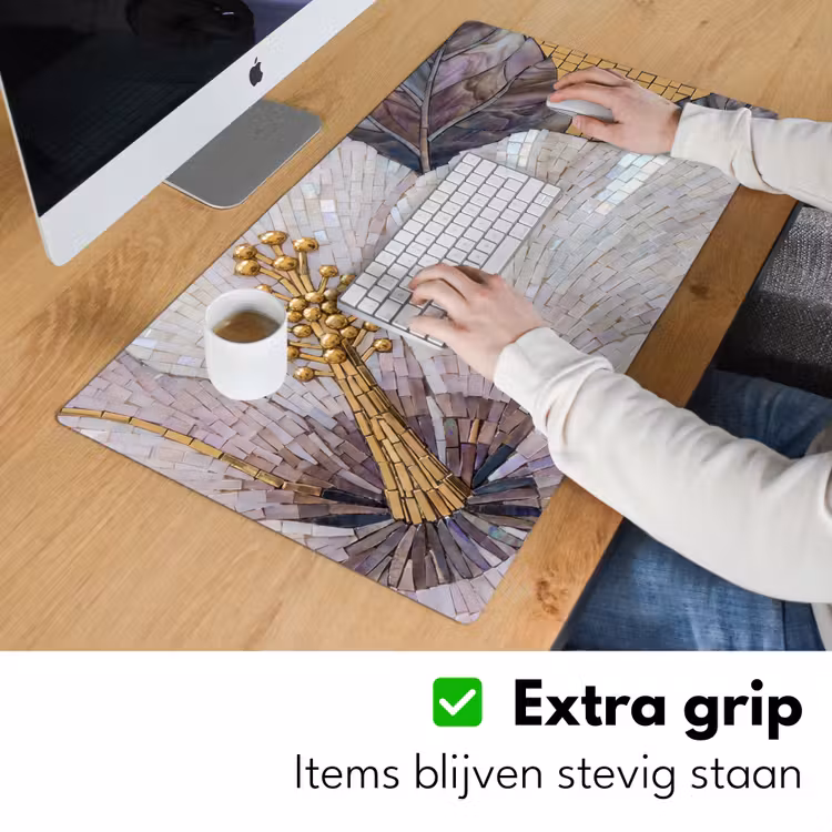 Bloemen - Mozaïek - Kunst - Modern - Goud Muismat XXL klein -sfeer3