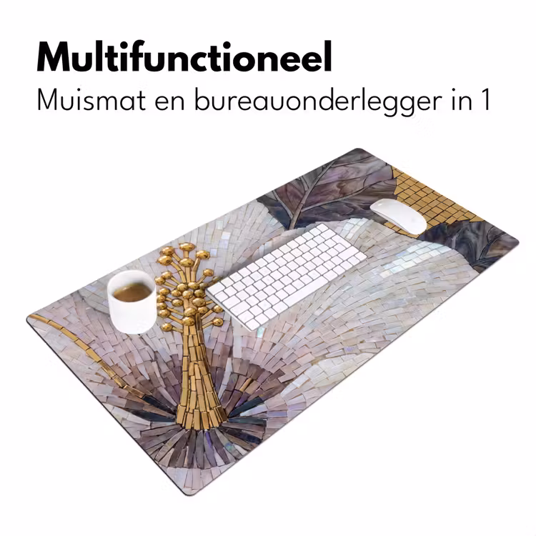 Bloemen - Mozaïek - Kunst - Modern - Goud Muismat XXL klein -sfeer4
