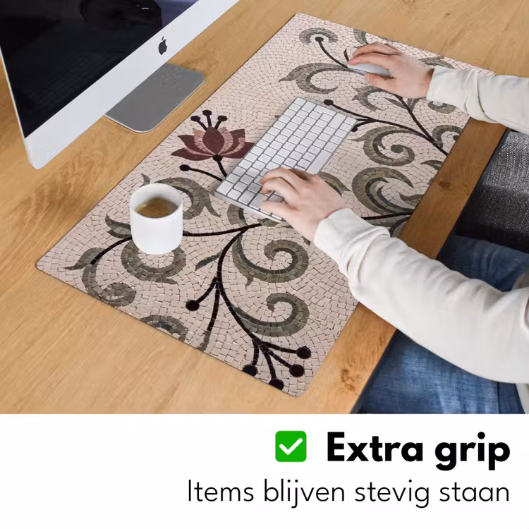 Bloemen - Mozaïek - Patroon - Abstract - Groen Muismat XXL klein -sfeer3