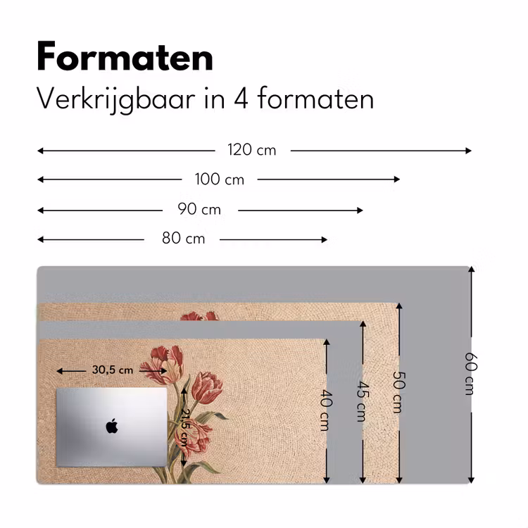 Bloemen - Mozaïek - Rood - Groen - Kunst Muismat XXL klein -sfeer5