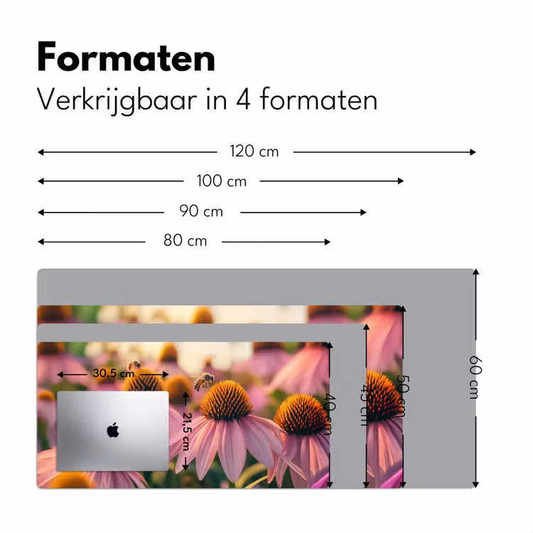 Bloemen - Paars - Bijen Muismat XXL klein -sfeer5