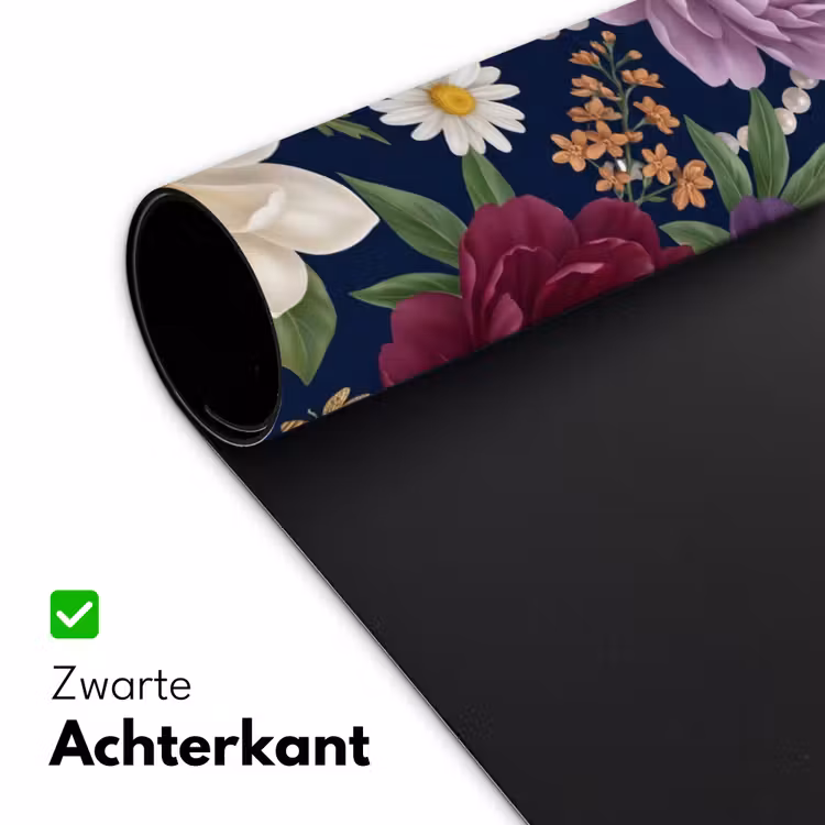 Bloemen - Parels - Decoratie - Modern - Blauw Muismat XXL klein -sfeer2