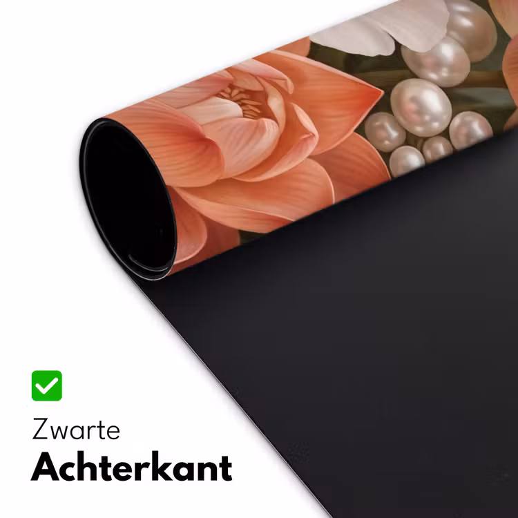 Bloemen - Parels - Elegant - Roze - Wit Muismat XXL klein -sfeer2