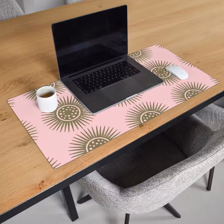 Bloemen - Patroon - Abstract - Roze - Groen Muismat XXL klein -sfeer1