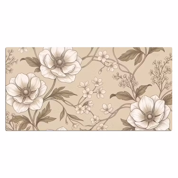 Bloemen - Patroon - Beige Muismat XXL klein -3d_leeg