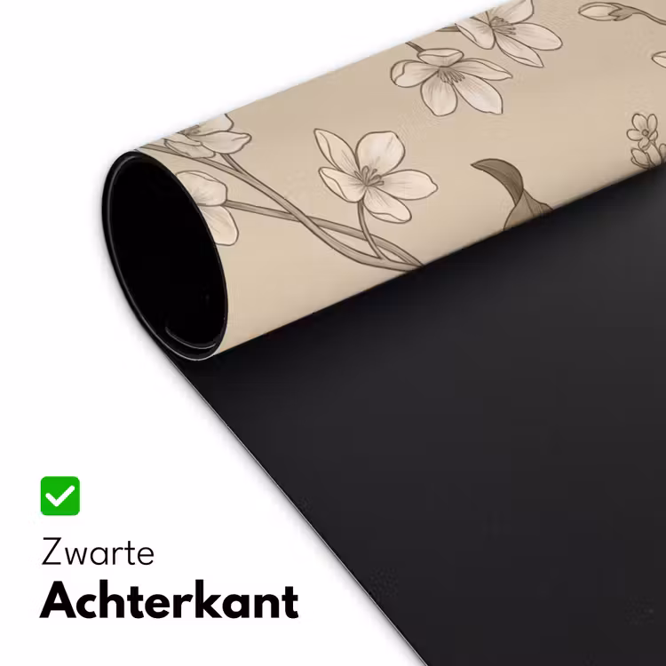 Bloemen - Patroon - Beige Muismat XXL klein -sfeer2