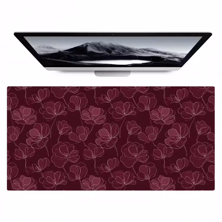 Bloemen - Patroon - Bordeauxrood Muismat XXL klein 681 -zzz3d