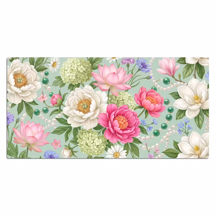 Bloemen - Patroon - Botanisch - Groen Muismat XXL klein -3d_leeg