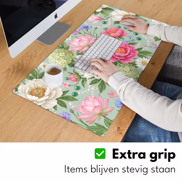 Bloemen - Patroon - Botanisch - Groen Muismat XXL klein -sfeer3