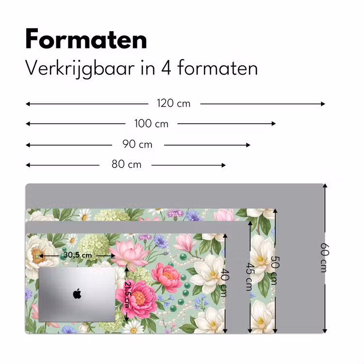 Bloemen - Patroon - Botanisch - Groen Muismat XXL klein -sfeer5