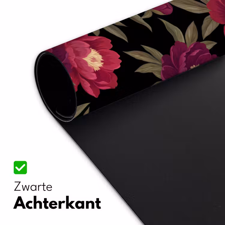 Bloemen - Patroon - Botanisch - Rood - Zwart Muismat XXL klein -sfeer2