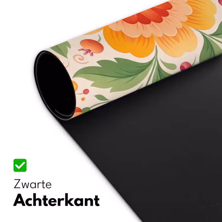 Bloemen - Patroon - Decoratief - Oranje Muismat XXL klein -sfeer2