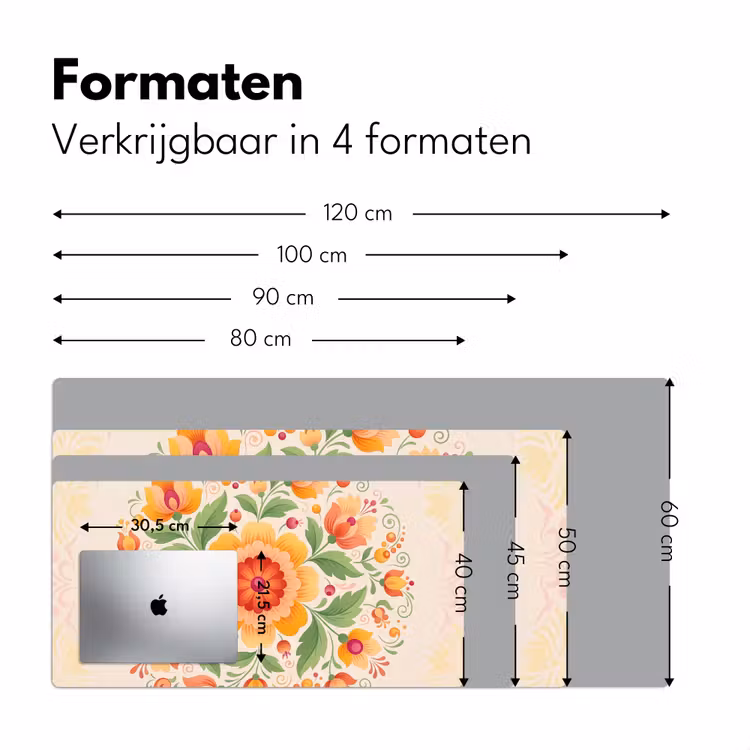 Bloemen - Patroon - Decoratief - Oranje Muismat XXL klein -sfeer5