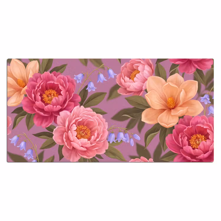Bloemen - Patroon - Illustratie - Roze Muismat XXL klein -3d_leeg