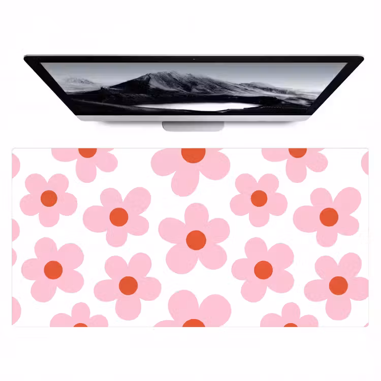 Bloemen - Patroon - Modern - Roze - Wit Muismat XXL klein -zzz3d