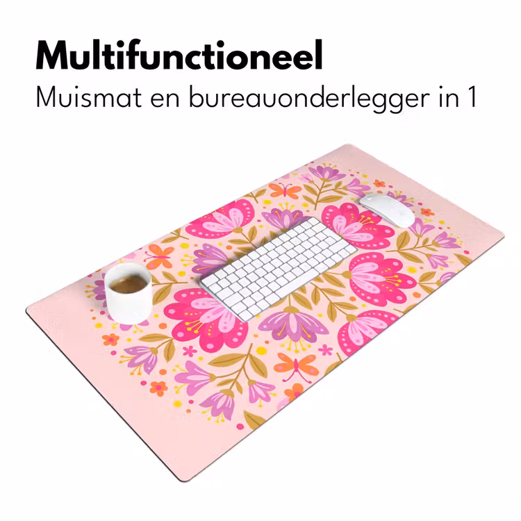 Bloemen - Patroon - Natuur - Abstract - Roze Muismat XXL klein -sfeer4