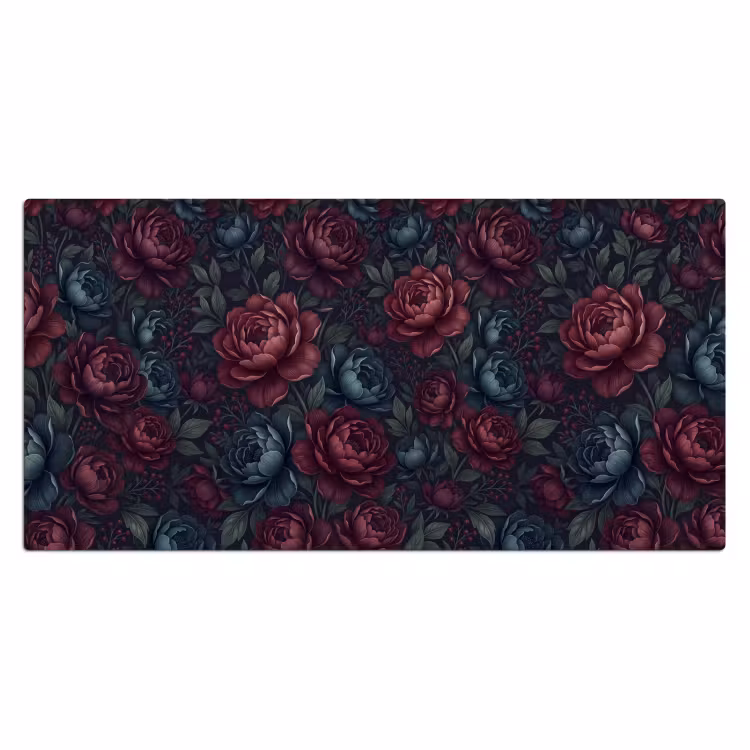 Bloemen - Patroon - Natuur - Klassiek - Donker Muismat XXL klein -3d_leeg