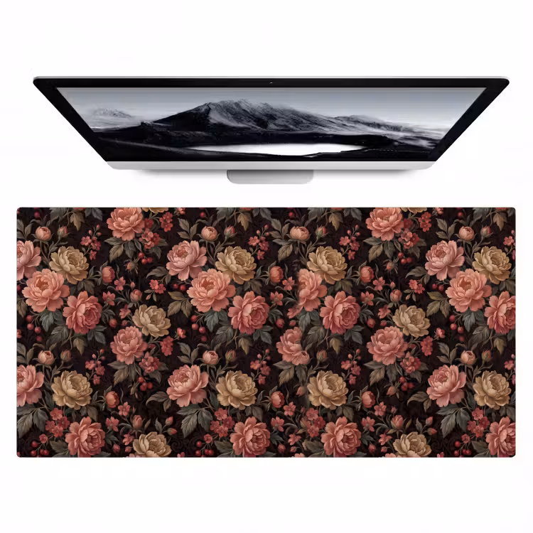 Bloemen - Patroon - Natuur - Vintage - Roze Muismat XXL klein -zzz3d