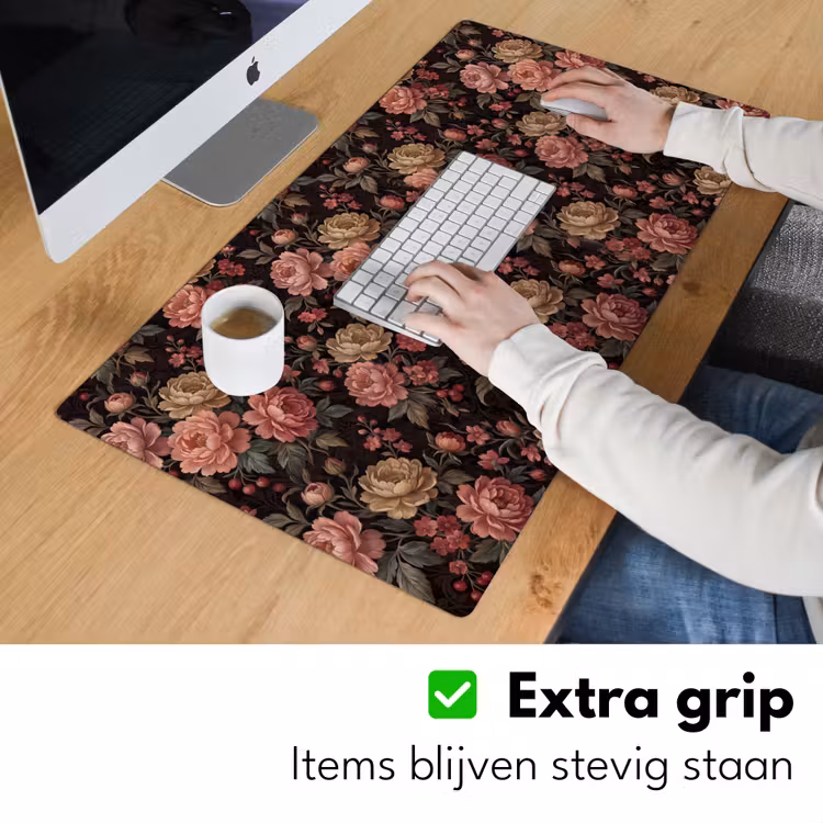 Bloemen - Patroon - Natuur - Vintage - Roze Muismat XXL klein -sfeer3