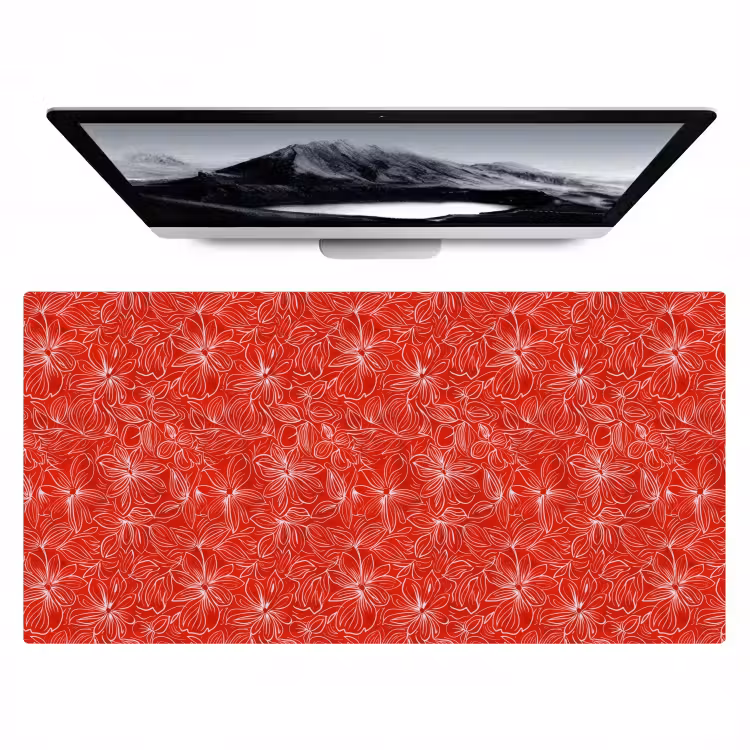 Bloemen - Patroon - Rood Muismat XXL klein 681 -zzz3d