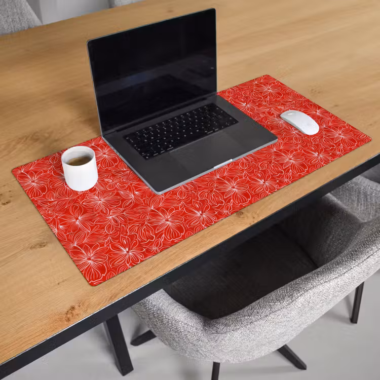 Bloemen - Patroon - Rood Muismat XXL klein 681 -sfeer1