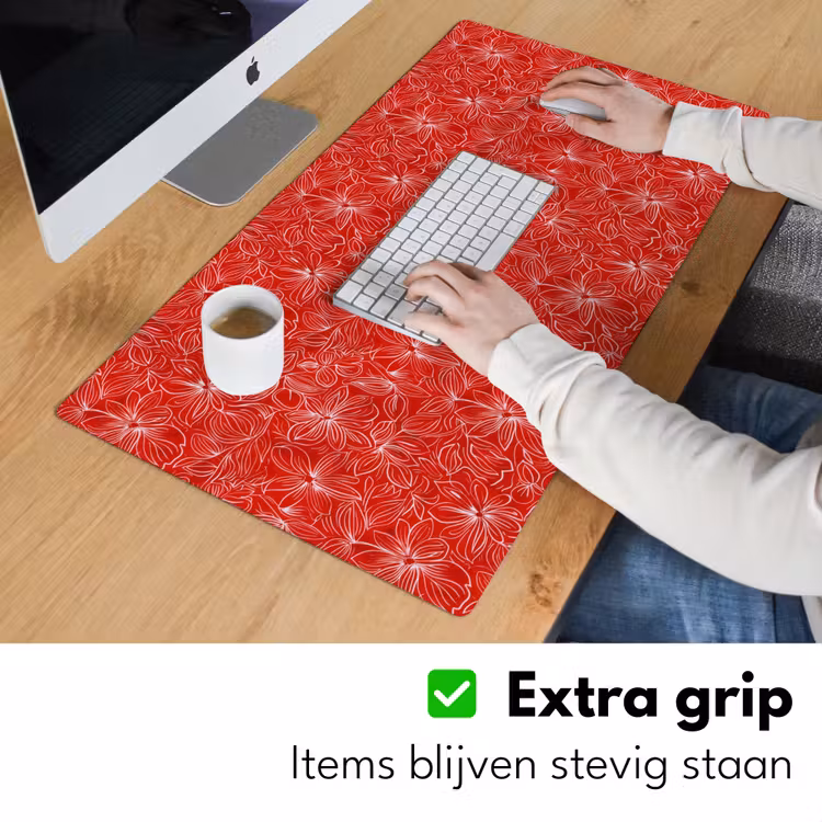 Bloemen - Patroon - Rood Muismat XXL klein 681 -sfeer3