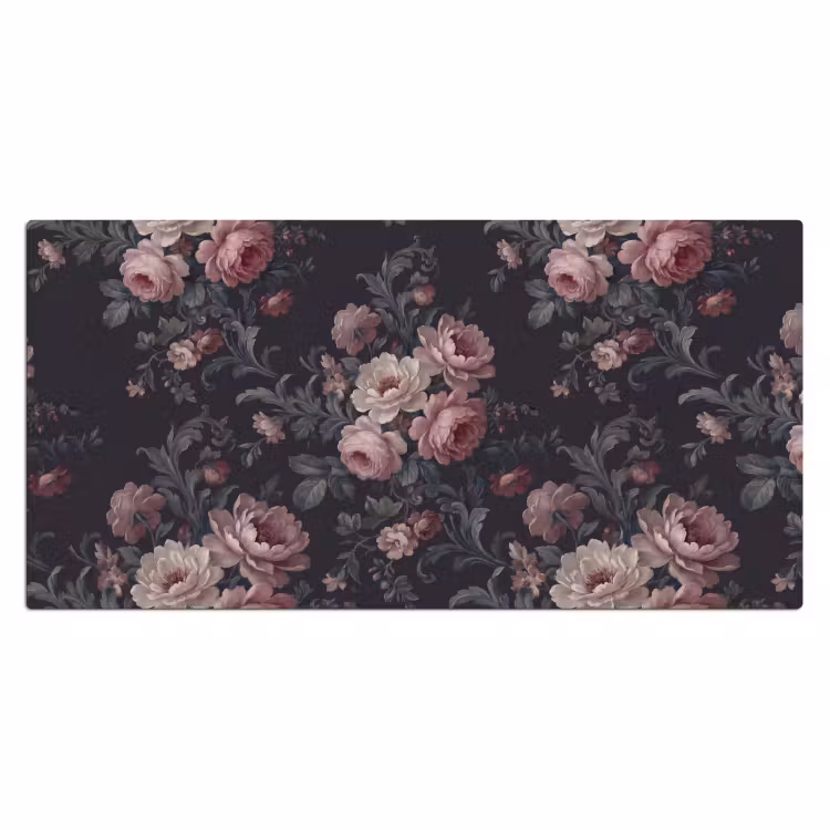 Bloemen - Patroon - Sierlijk - Roze - Donker Muismat XXL klein -3d_leeg