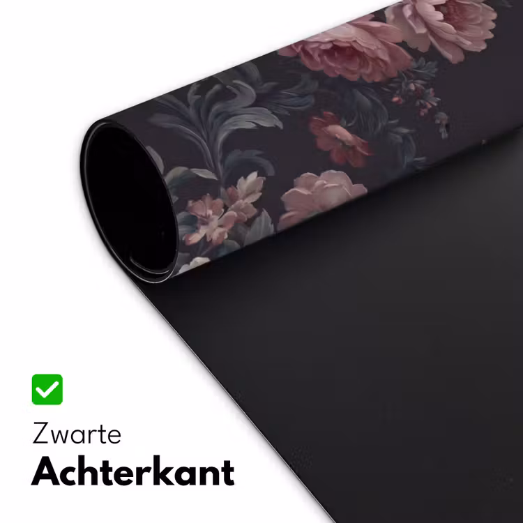 Bloemen - Patroon - Sierlijk - Roze - Donker Muismat XXL klein -sfeer2