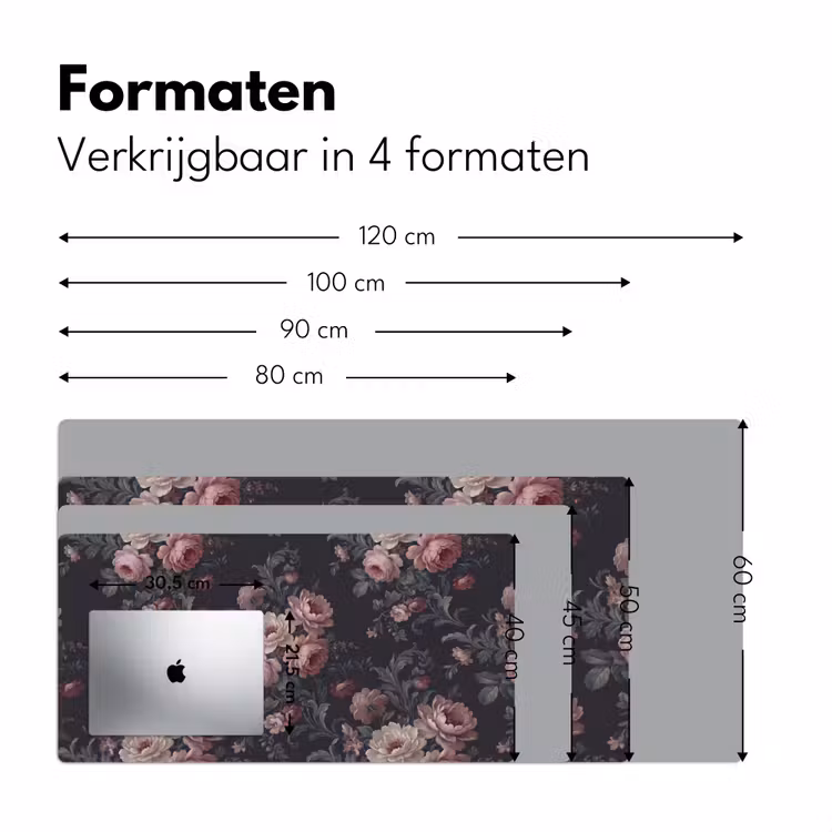 Bloemen - Patroon - Sierlijk - Roze - Donker Muismat XXL klein -sfeer5