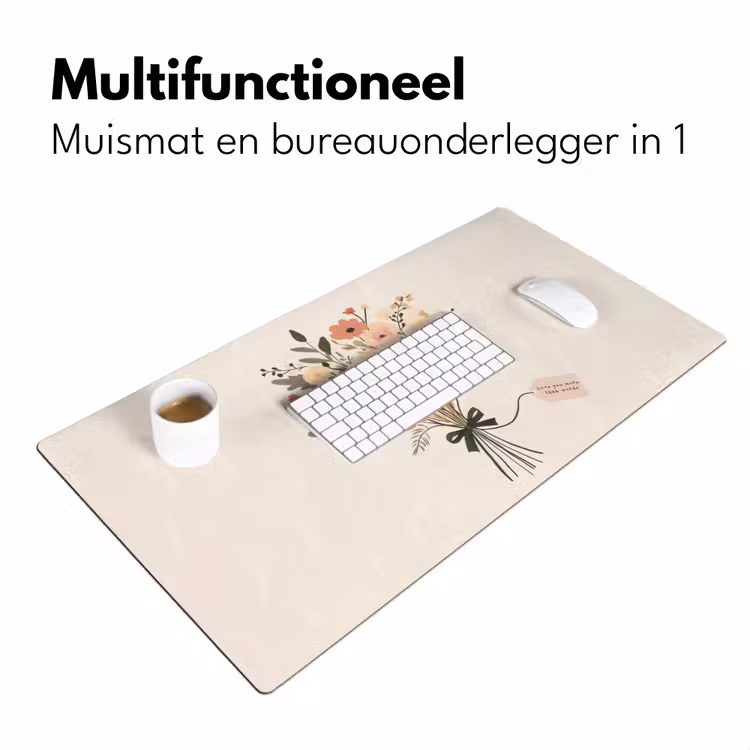 Bloemen - Quote - Beige - Lint Muismat XXL klein -sfeer4