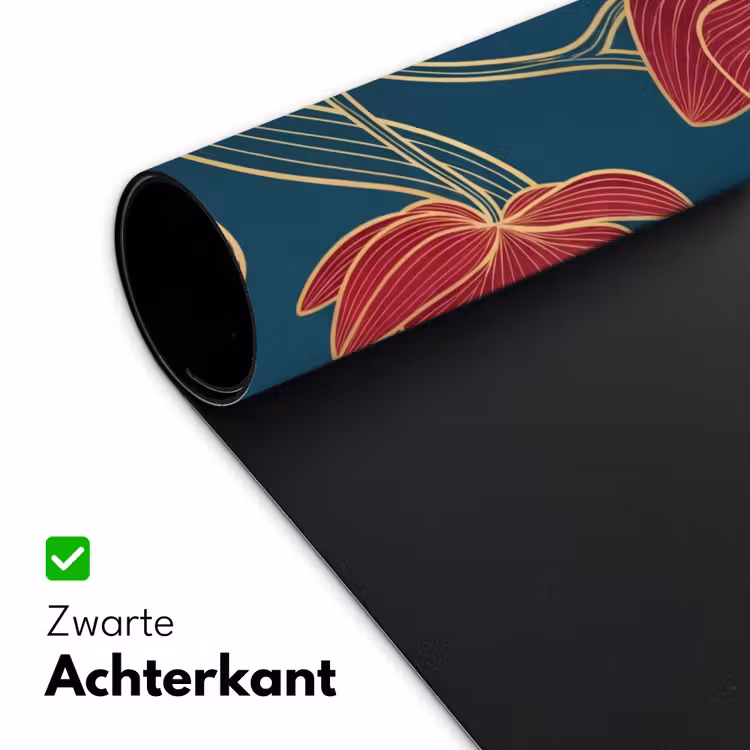 Bureau onderlegger - Bloemen - Rood - Goud - Bloemen - Rood - Goud Muismat XXL klein