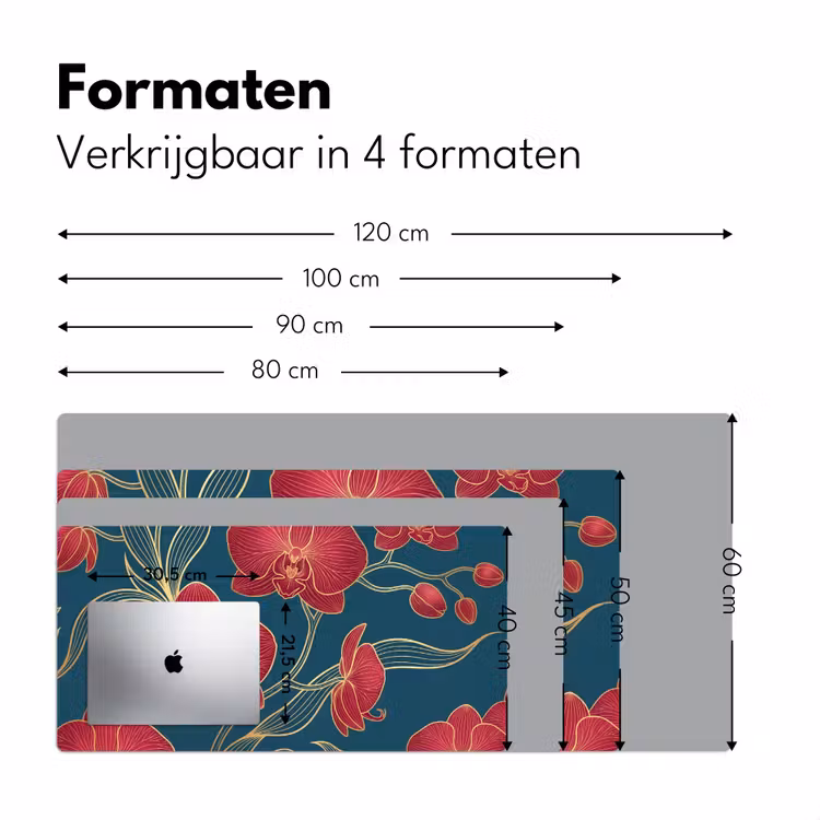 Bureau onderlegger - Bloemen - Rood - Goud - Bloemen - Rood - Goud Muismat XXL klein