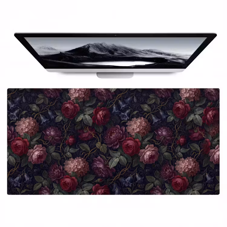 Bloemen - Rood - Klassiek - Donker - Patroon Muismat XXL klein -zzz3d