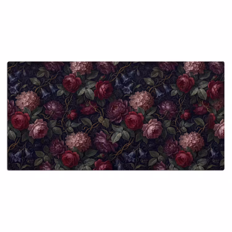 Bloemen - Rood - Klassiek - Donker - Patroon Muismat XXL klein -3d_leeg