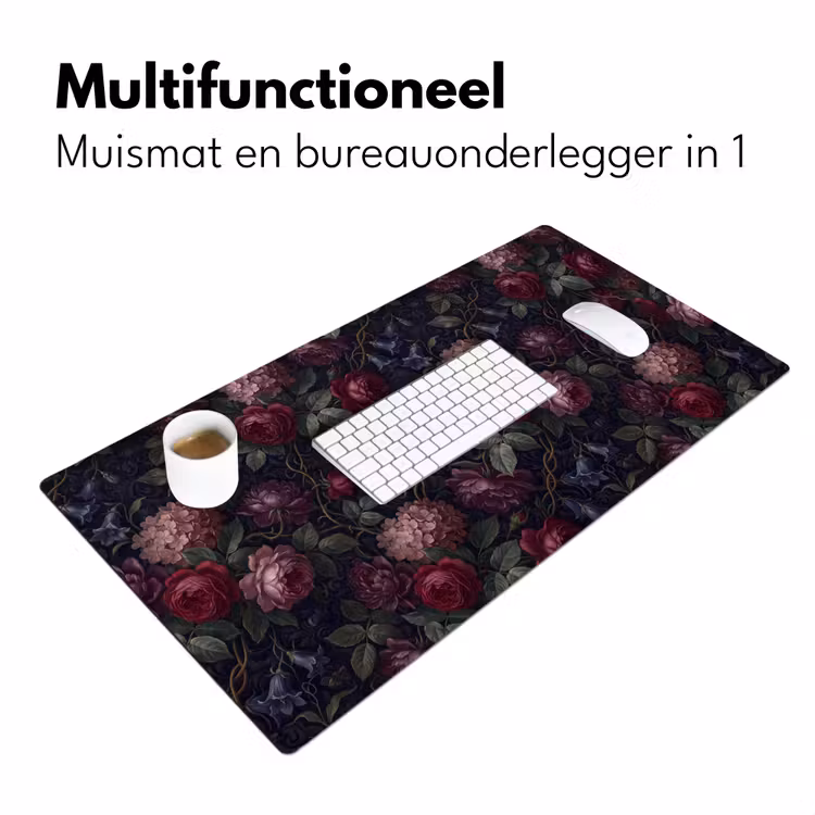 Bloemen - Rood - Klassiek - Donker - Patroon Muismat XXL klein -sfeer4