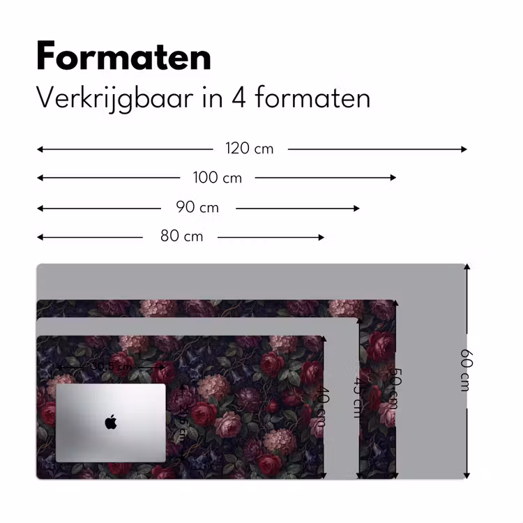 Bloemen - Rood - Klassiek - Donker - Patroon Muismat XXL klein -sfeer5