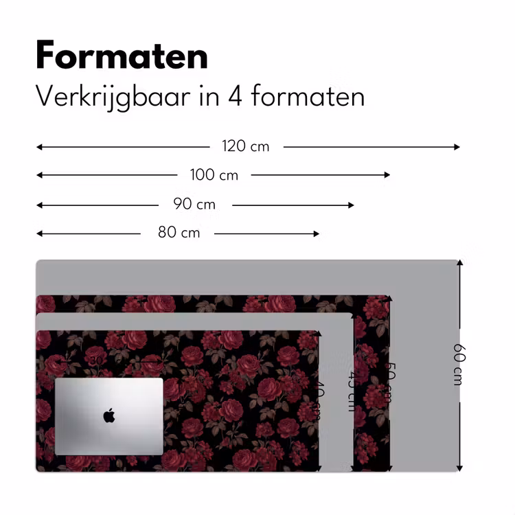 Bloemen - Roos - Patroon - Klassiek - Rood Muismat XXL klein -sfeer5