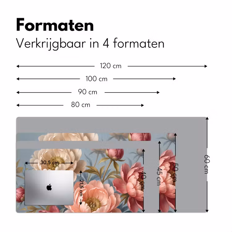 Bloemen - Roze - Beige - Modern - Natuur Muismat XXL klein -sfeer5