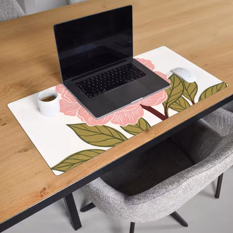 Bureau onderlegger - Bloemen - Roze - Illustratie - Bloemen - Roze - Illustratie Muismat XXL klein
