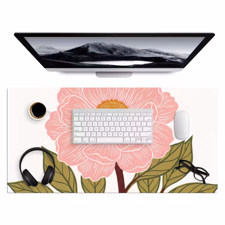Bureau onderlegger - Bloemen - Roze - Illustratie - Bloemen - Roze - Illustratie Muismat XXL klein