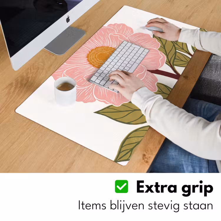 Bureau onderlegger - Bloemen - Roze - Illustratie - Bloemen - Roze - Illustratie Muismat XXL klein
