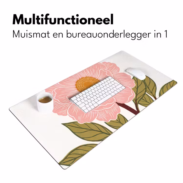 Bureau onderlegger - Bloemen - Roze - Illustratie - Bloemen - Roze - Illustratie Muismat XXL klein
