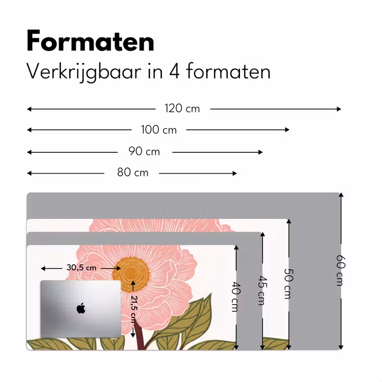 Bureau onderlegger - Bloemen - Roze - Illustratie - Bloemen - Roze - Illustratie Muismat XXL klein