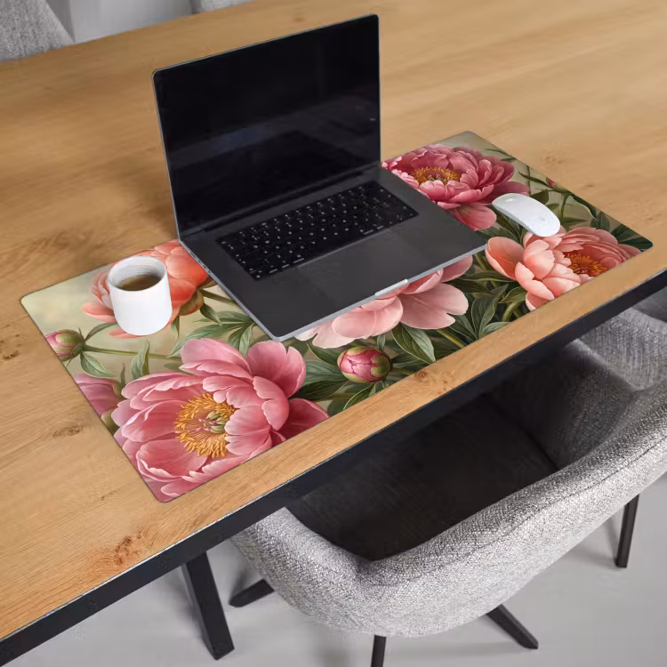 Bloemen - Roze - Klassiek - Gedetailleerd - Natuur Muismat XXL klein -sfeer1