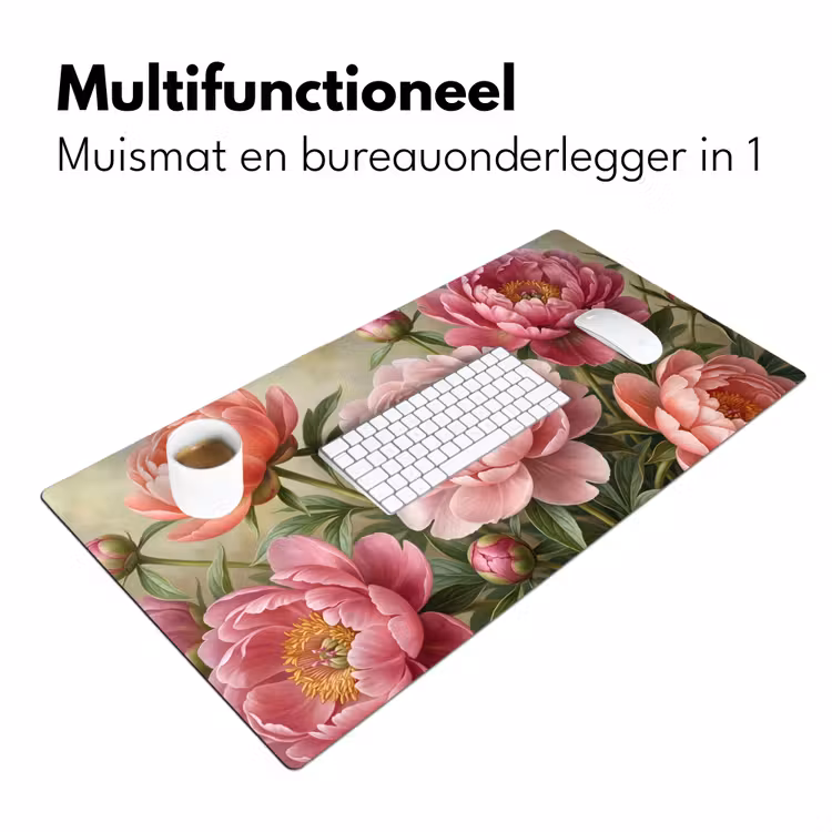 Bloemen - Roze - Klassiek - Gedetailleerd - Natuur Muismat XXL klein -sfeer4